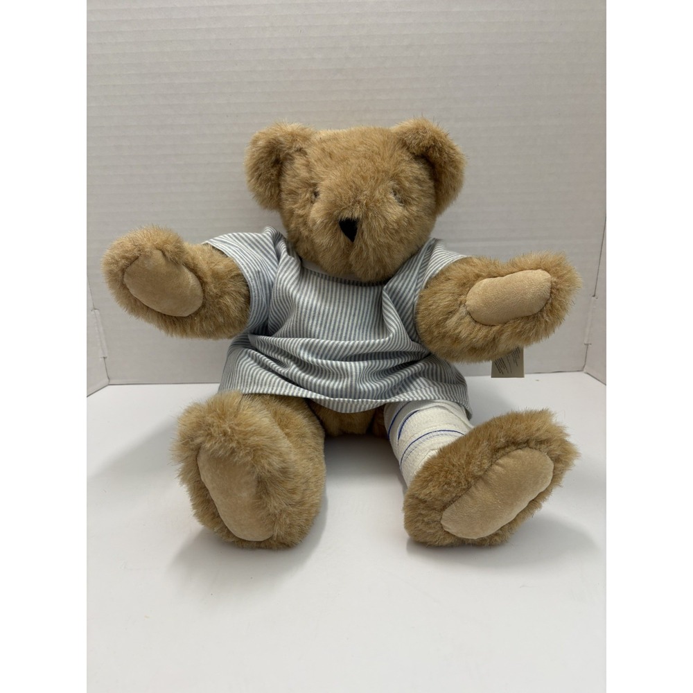 Vermont Teddy Bear Hospital Patient Gown Get Well Leg Bandage Vintage 1993 16in